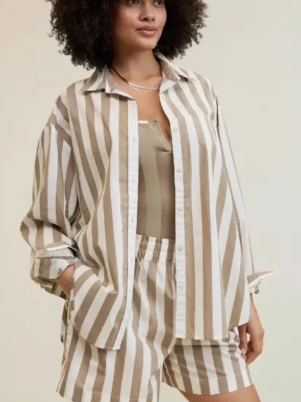 Aerie Striped Long Sleeve Button Up Shirt